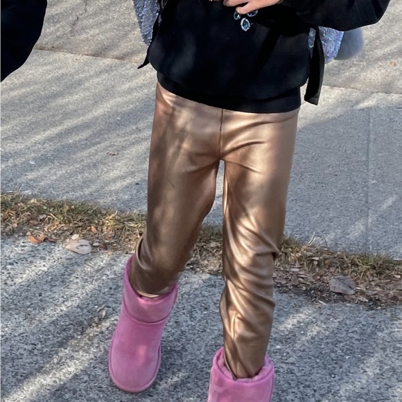 Girl's Appaman Gold Faux Leather Leggings, Size 10 - Picture 7 of 7